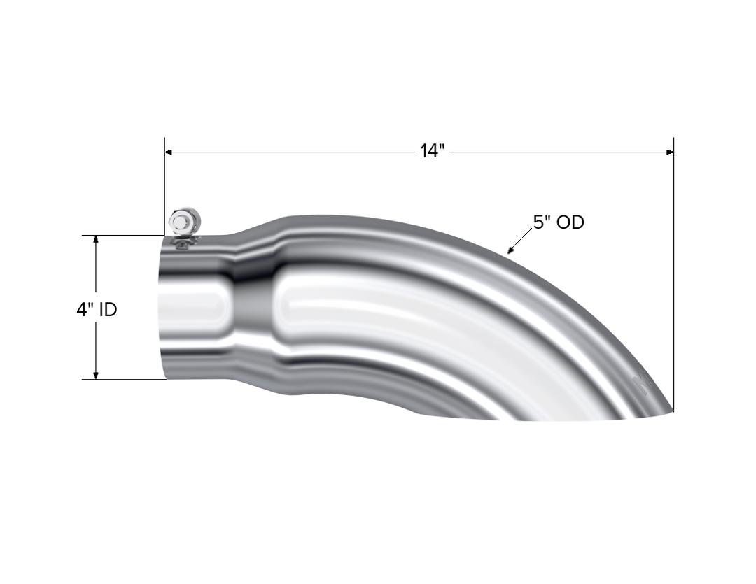 MBRP Exhaust Tail Pipe Tip 5" O.D. Turn Down 4" Inlet 14" Length T304 Stainless Steel T5086