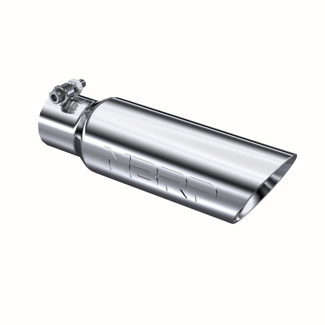 MBRP Exhaust Tail Pipe Tip 3 1/2" O.D. Dual Wall Angled 2 1/2" Inlet 12" Length T304 Stainless Steel T5106