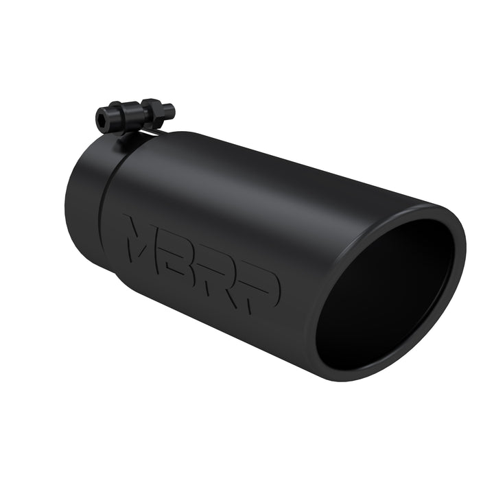 MBRP Black Coated Tip, 4" OD Angled Roll End End, 3.5" Inlet, 10" Length T5112BLK