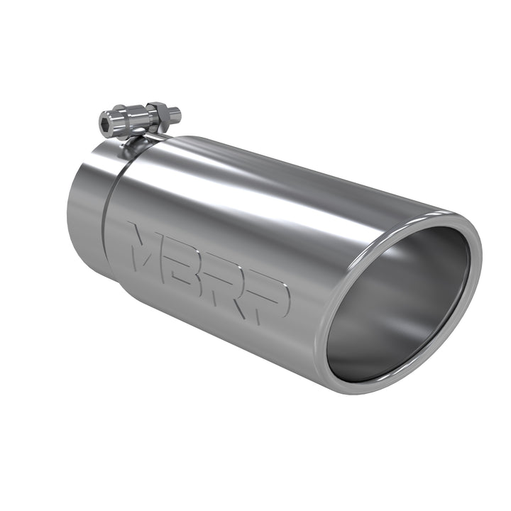 MBRP T304 Stainless Steel Tip, 4" OD Angled Rolled End, 3.5" Inlet, 10" length T5112