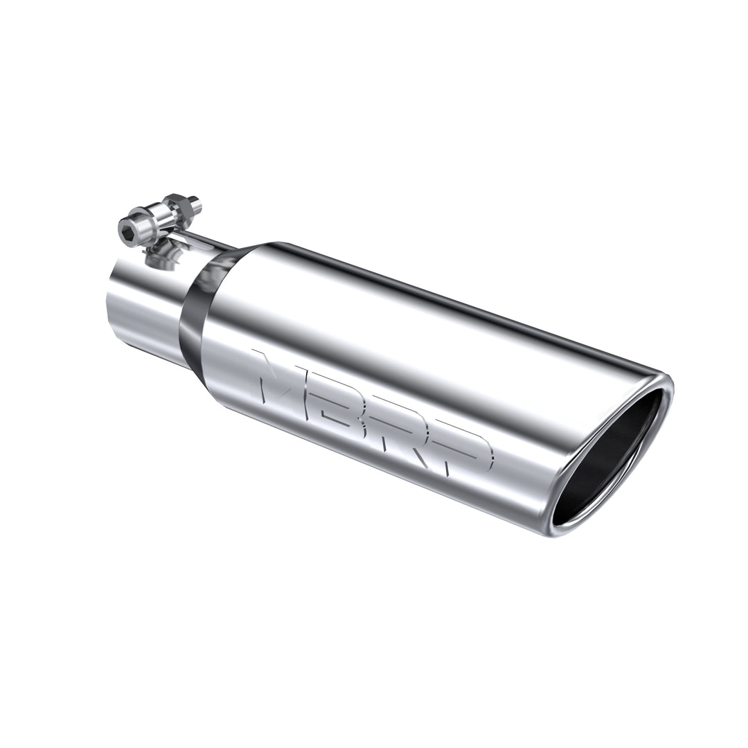 MBRP Exhaust Tip 3 1/2" O.D. Angled Rolled End 2 1/2" Inlet 12" Length T304 Stainless Steel T5113