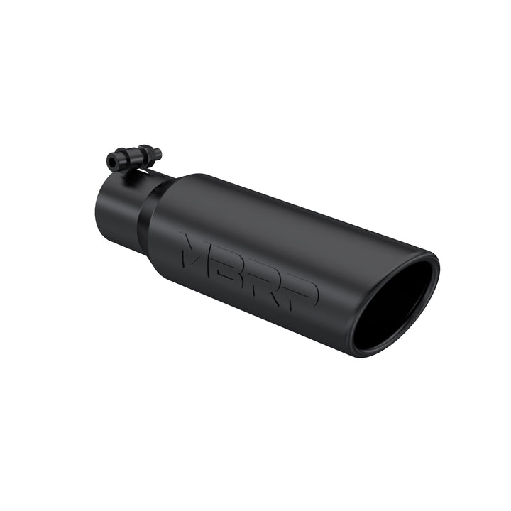 MBRP Exhaust Tip 3 1/2" O.D. Angled Rolled End 2 1/2" Inlet 12" Length-Black Finish T5113BLK
