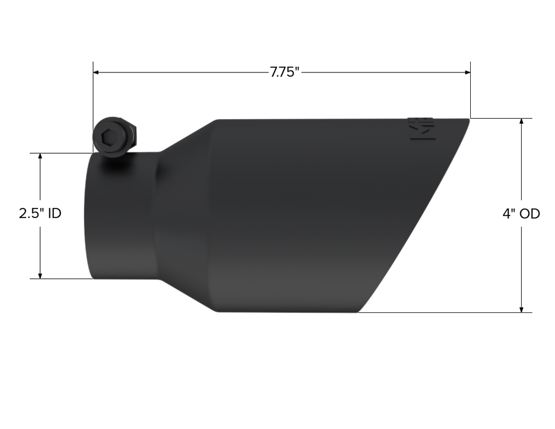MBRP Exhaust Tip 4" O.D. Dual Wall Angled Black Fits Aluminized Steel 2 1/2" Systems T5123BLK
