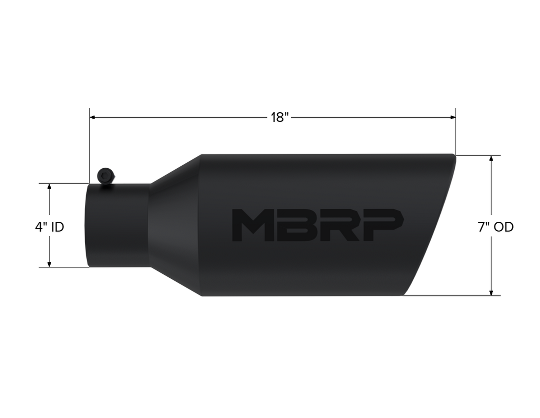 MBRP Exhaust Tip 7" O.D. Rolled End 4" Inlet 18" Length Black Coated T5126BLK