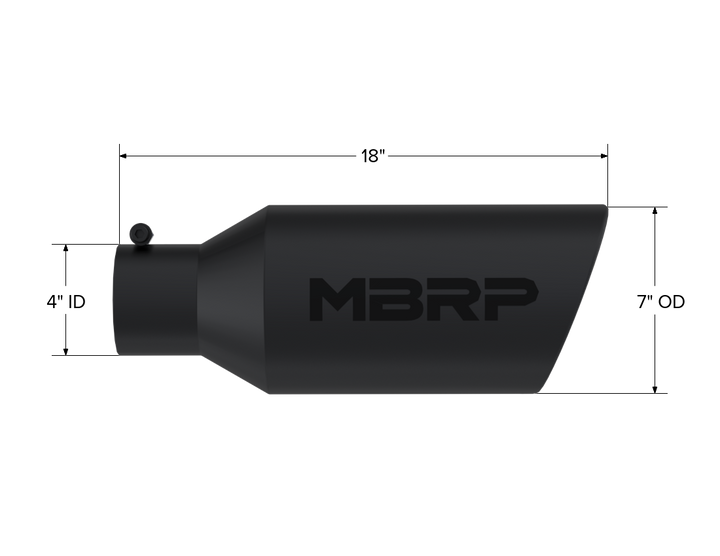 MBRP Exhaust Tip 7" O.D. Rolled End 4" Inlet 18" Length Black Coated T5126BLK
