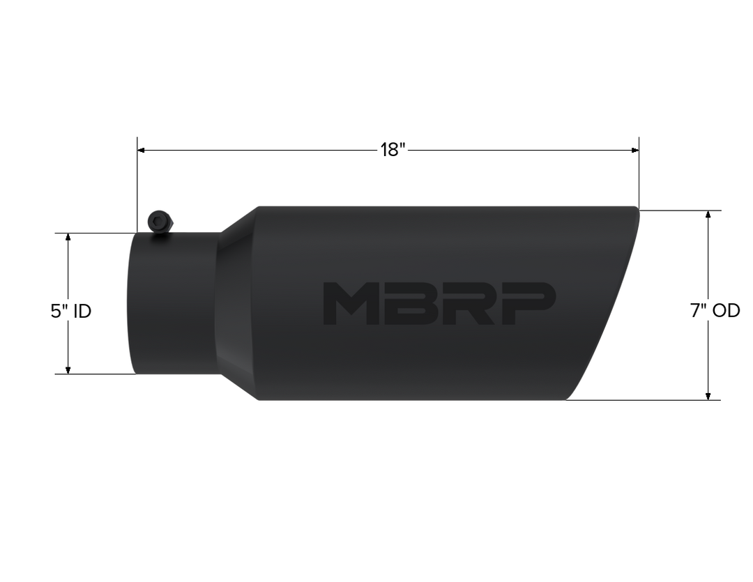 MBRP Exhaust Tip 7" O.D. Rolled End 5" Inlet 18" Length Black Finish T5127BLK