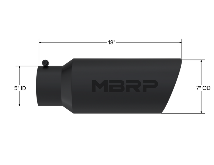 MBRP Exhaust Tip 7" O.D. Rolled End 5" Inlet 18" Length Black Finish T5127BLK