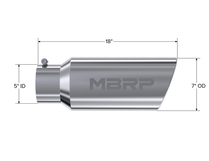 MBRP Exhaust Tip 7" O.D. Rolled End 5" Inlet 18" Length T304 Stainless Steel T5127
