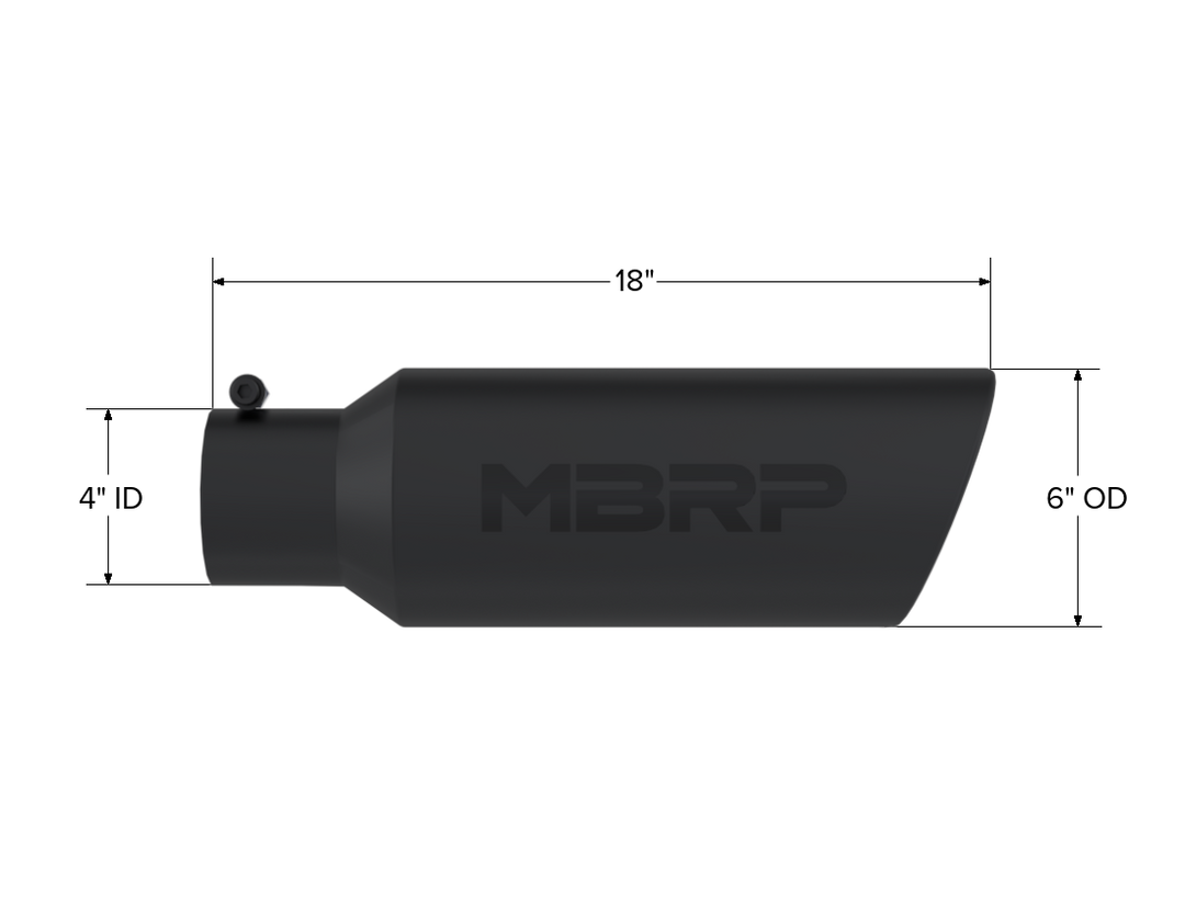 MBRP Exhaust Tip 6" O.D. Rolled End 4" Inlet 18" Length Black Finish T5130BLK