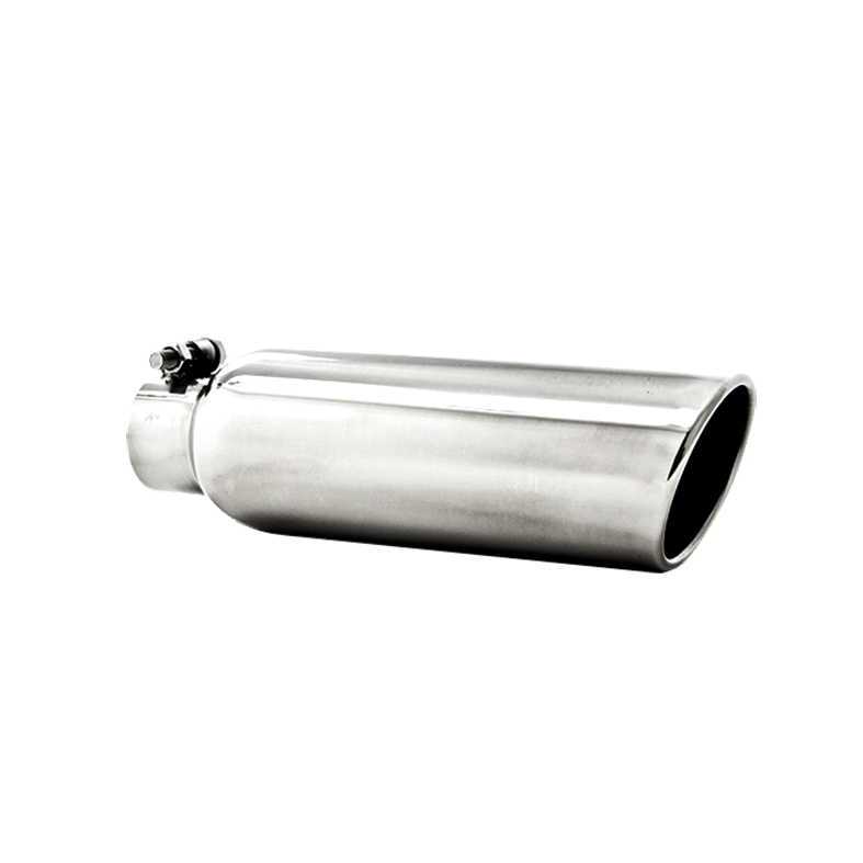 MBRP 3.5" OD 2.25" Inlet 12" Length Angled Cut Rolled End Clampless-No Weld T304 Stainless Steel T5147