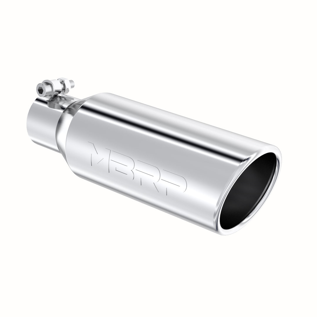 MBRP 4" OD 2.5" Inlet 12" Length Exhaust Tail Pipe TipAngled Cut Rolled End Clampless-No Weld T304 Stainless T5150