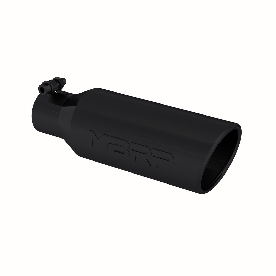 MBRP 4" OD 2.5" Inlet 12" Length Exhaust Tail Pipe Tip Angled Cut Rolled End Clampless-No Weld Black T5150BLK