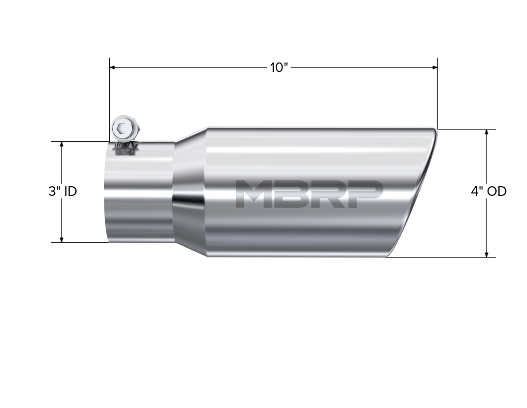 MBRP Universal 4" Angled Cut Rolled End Armor Pro Series Exhaust Tip T5155