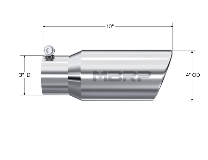 MBRP Universal 4" Angled Cut Rolled End Armor Pro Series Exhaust Tip T5155