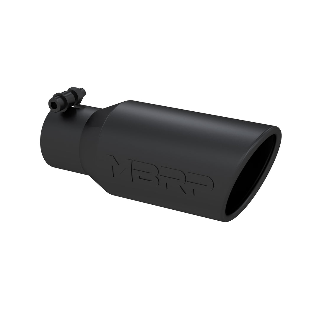 MBRP Exhaust Tip 4" O.D. Angled Rolled End 2 3/4" Inlet 10" Length Black Coated T5157BLK