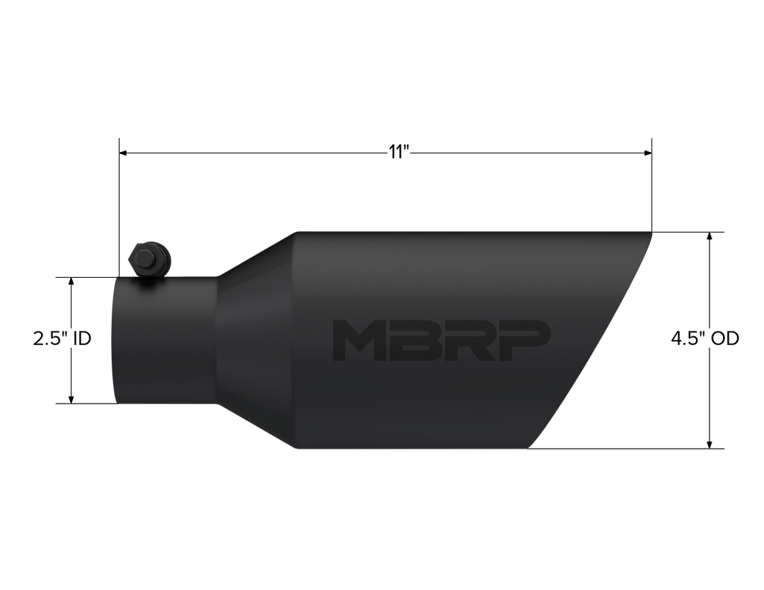 MBRP Exhaust Tip 4 1/2" O.D. Dual Wall Angle Rolled End 2.5" Inlet 11" Length Black Coated T5161BLK