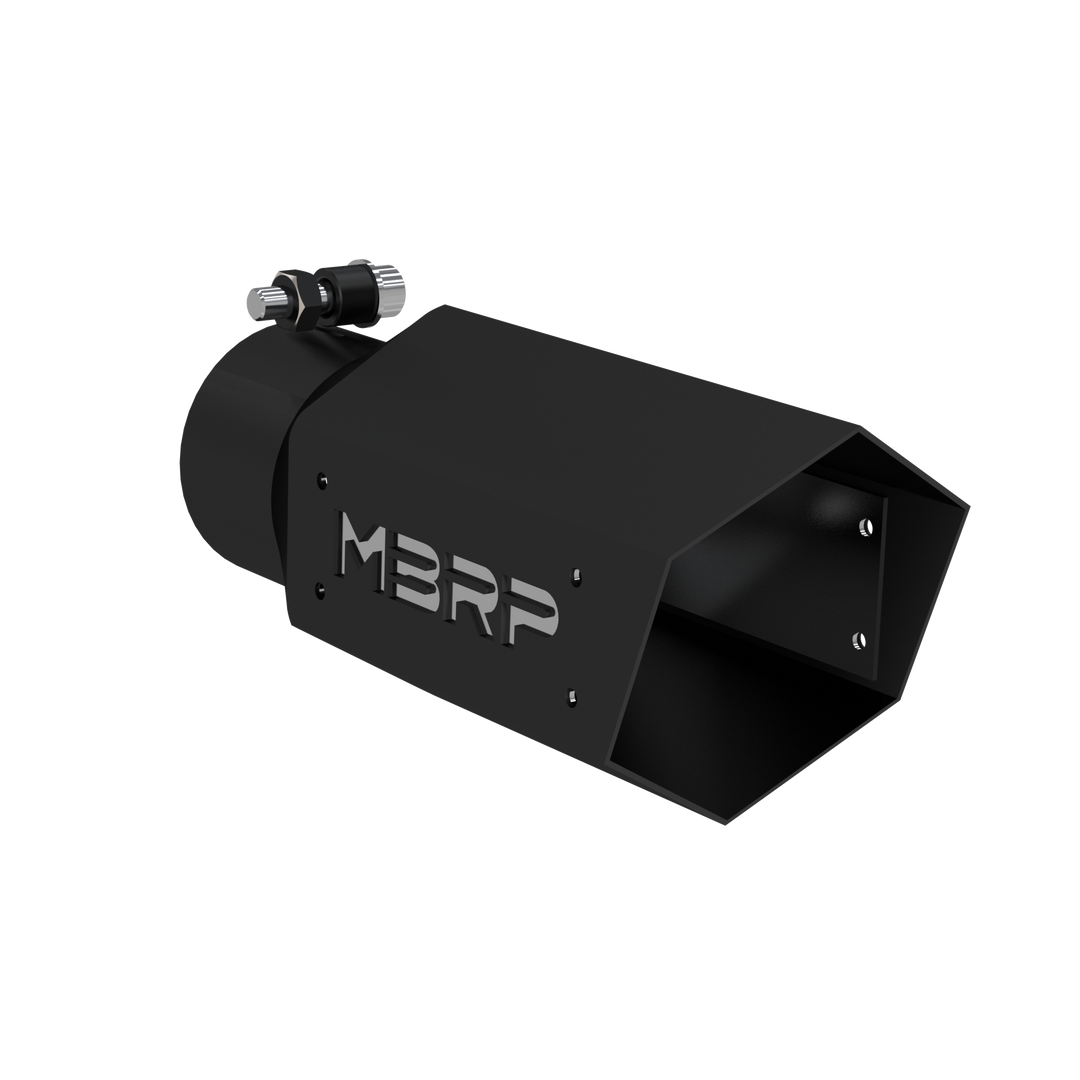 MBRP Universal 4" Hexagon Shaped 3" ID Inlet 10" Assembled Stainless Hardware Armor BLK Exhaust Tip T5169BLK