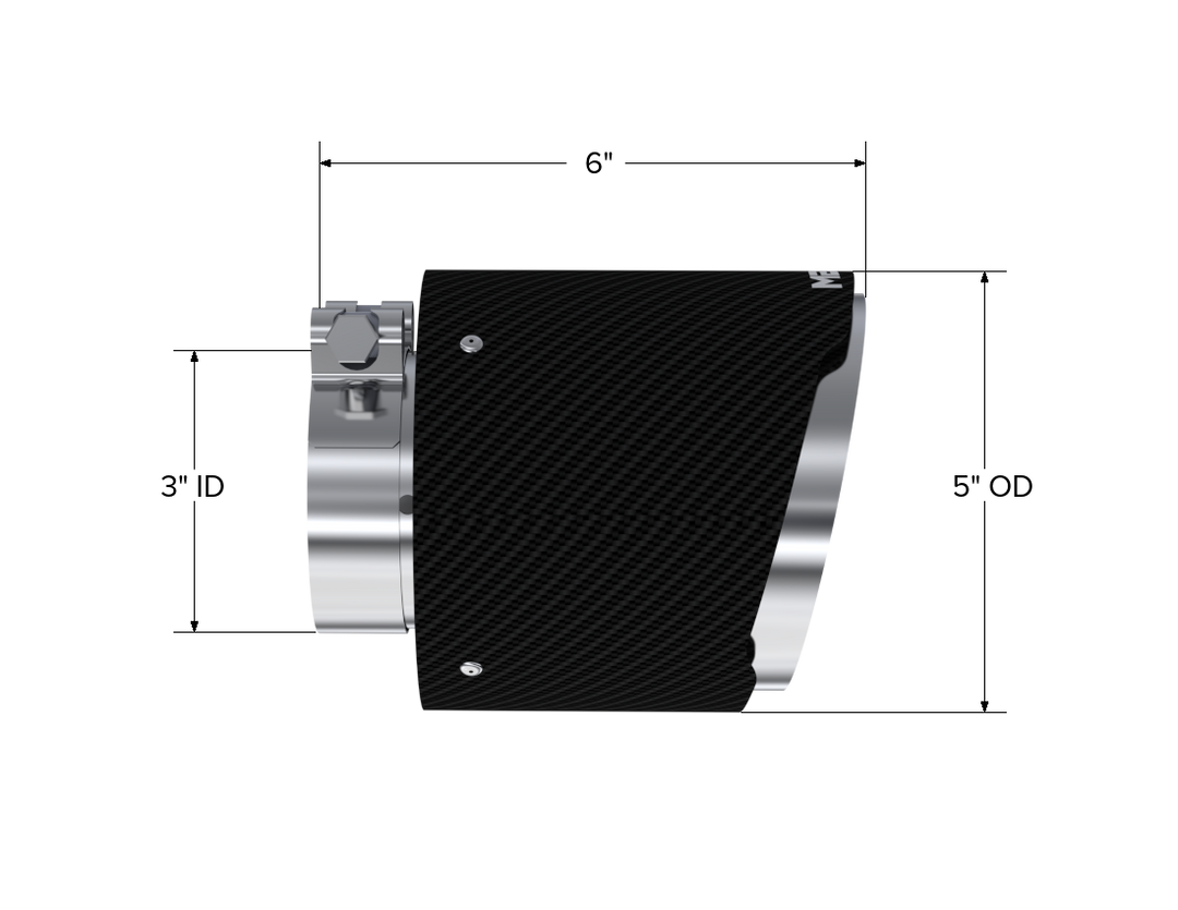 MBRP Carbon Fiber Tip 3" ID 5" OD Out 6.13" Length Angle Cut Dual Wall T5184CF
