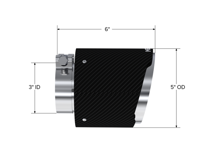 MBRP Carbon Fiber Tip 3" ID 5" OD Out 6.13" Length Angle Cut Dual Wall T5184CF