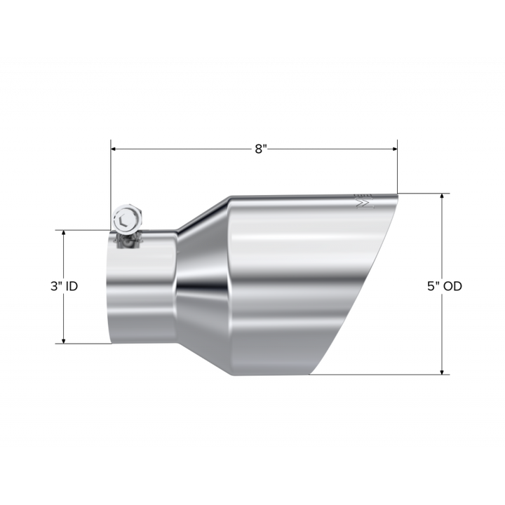 MBRP Exhaust Tip 3" ID 5" OD Out 8" Length Angle Cut Dual Wall T304 Stainless Steel T5187