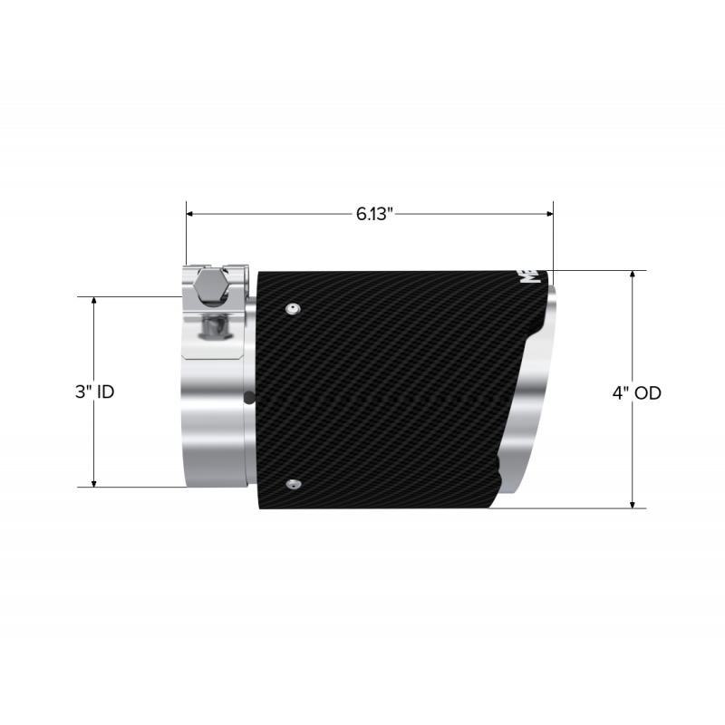 MBRP Exhaust Tip 3" ID 4" OD Out 6.13" Length Angle Cut Dual Wall Carbon Fiber and Stainless Steel T5188CF