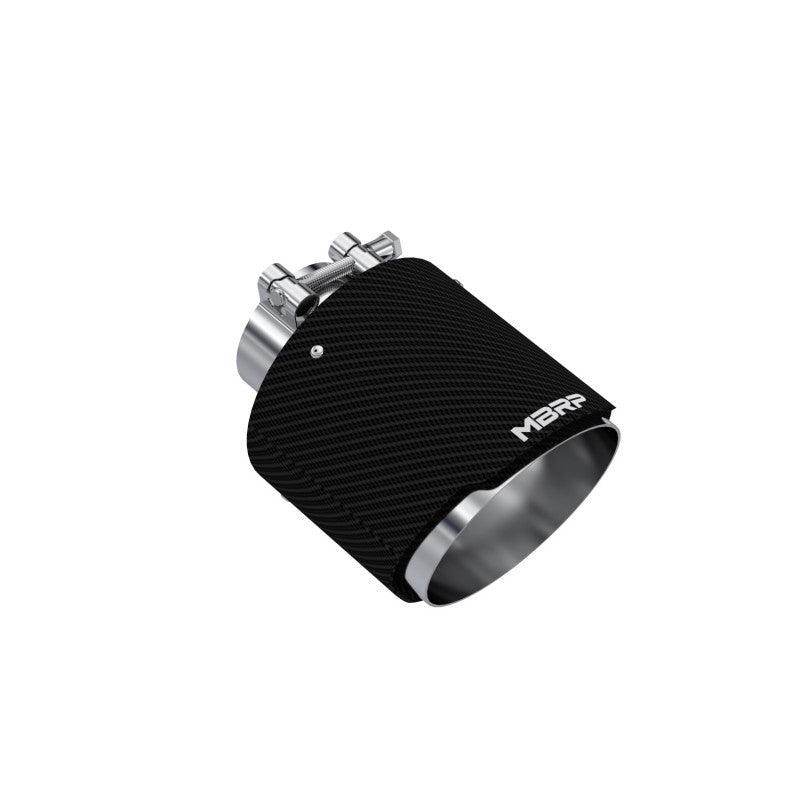 MBRP Exhaust Tip 2.5" ID 5" OD Out 6.5" Length Angle Cut Dual Wall Carbon Fiber and Stainless Steel T5190CF
