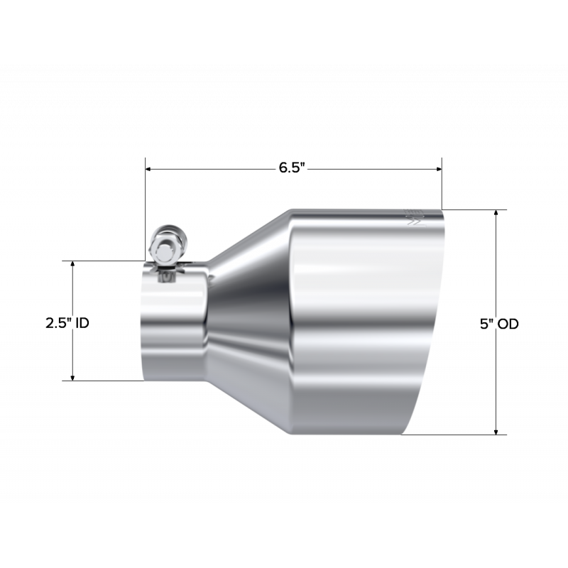 MBRP Exhaust Tip 2.5" ID 5" OD Out 6.5" Length Angle Cut Single Wall T304 Stainless Steel T5190