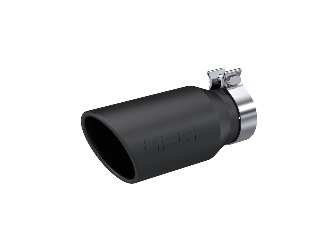 MBRP Armor BLK Black-Coated, 4.5" OD, 3.2" Inlet ID, 10" Length, Single Walled, Angled Cut Rolled End T5196BLK