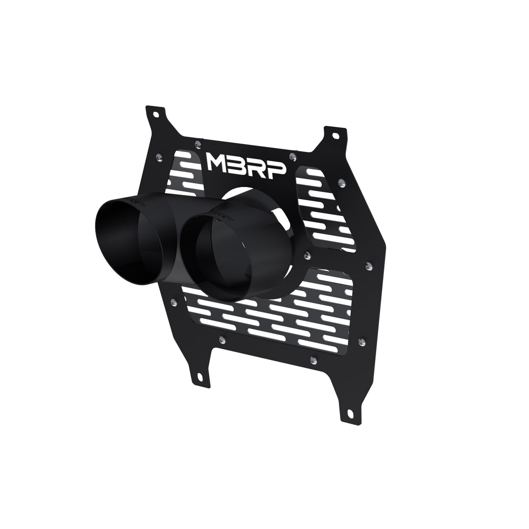 MBRP 24-Up Can-Am Maverick R, Black-Coated 4" OD Dual Tip and Shield Assembly T85329
