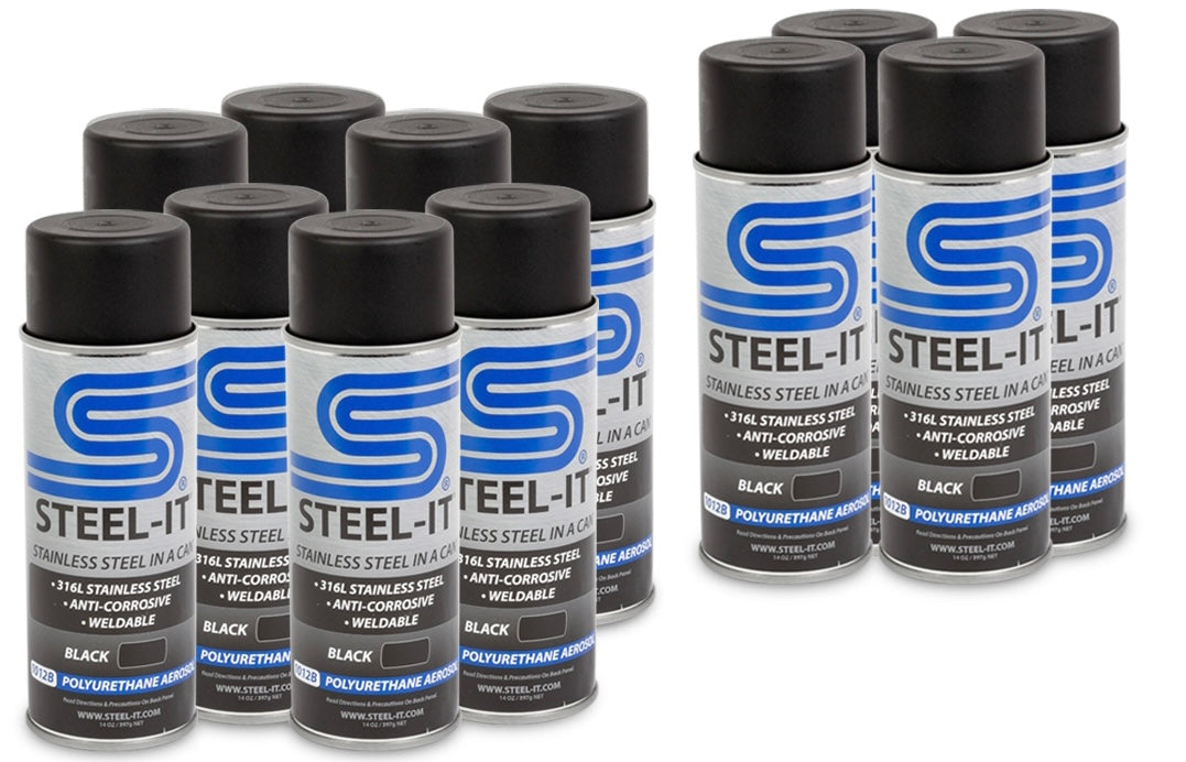 TMR Customs 12 PACK of BLACK Steel-It Paint 12 PACK BLACK - STEEL IT