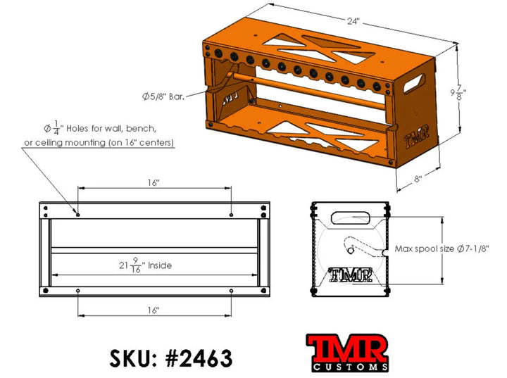 TMR Large Wire Spool Organizer Rack - Skinny Pedal Racing