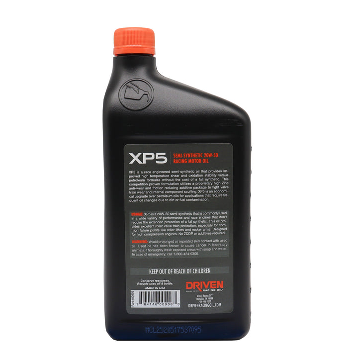 XP5 Semi-Synthetic Racing Oil, 20W-50 Quart