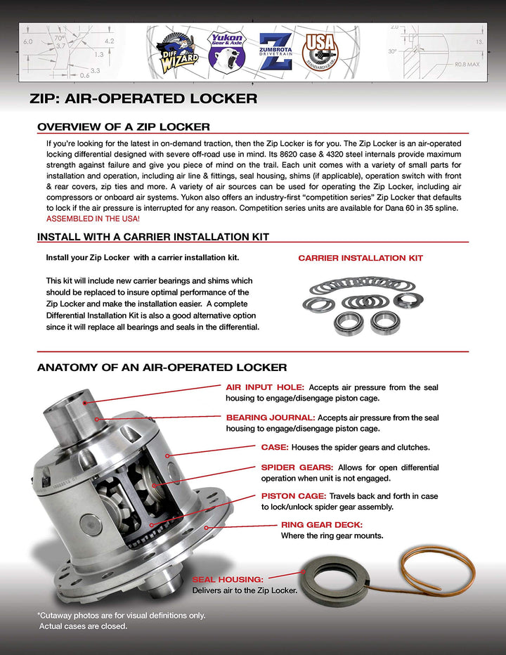 Yukon Zip Locker For Dana 60 With 30 Spline Axles 4.10 & Down YZLD60-3-30