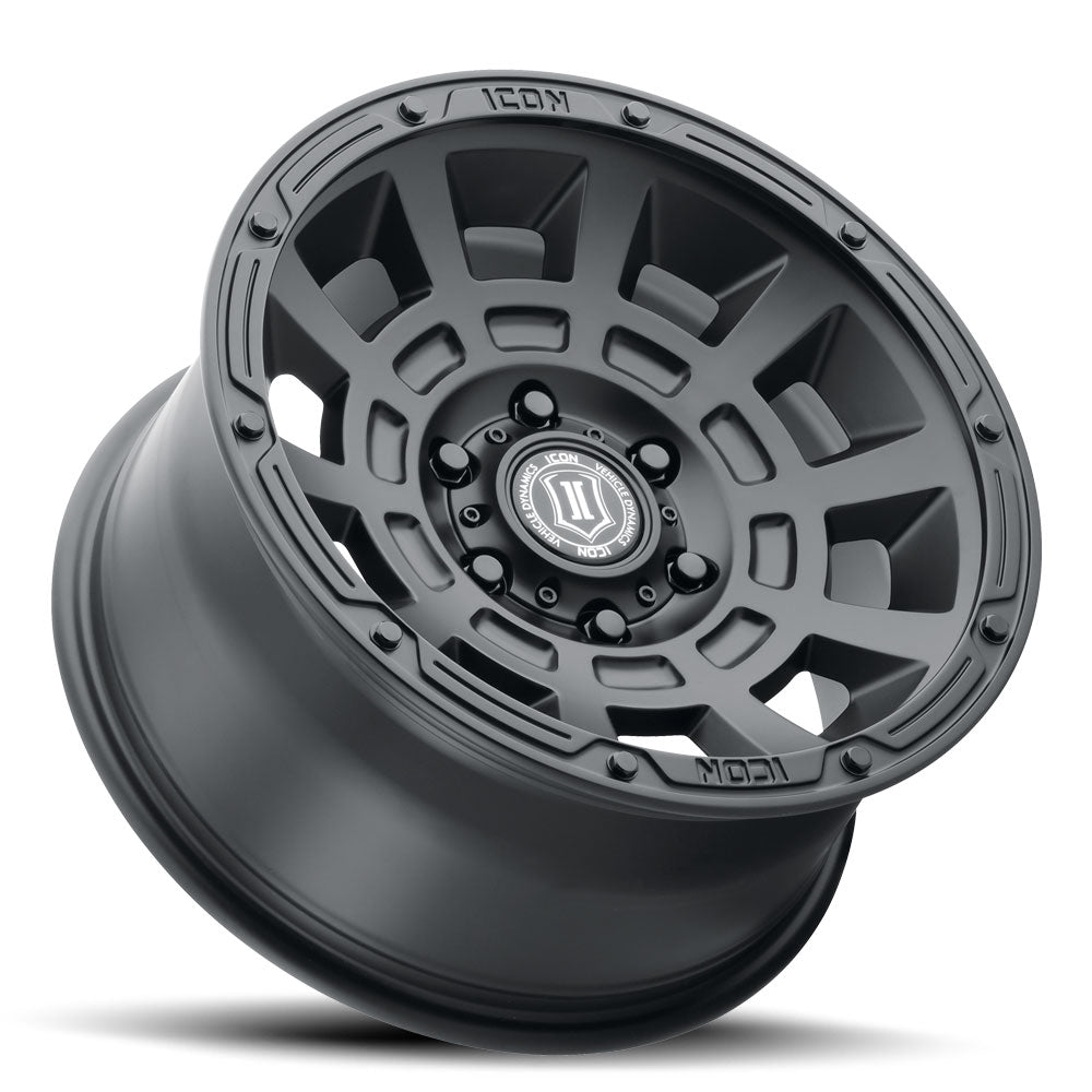 ICON Alloys Thrust Satin Black 17x8.5 5x5 -6mm Offset 4.5" BS (2817857345SB)