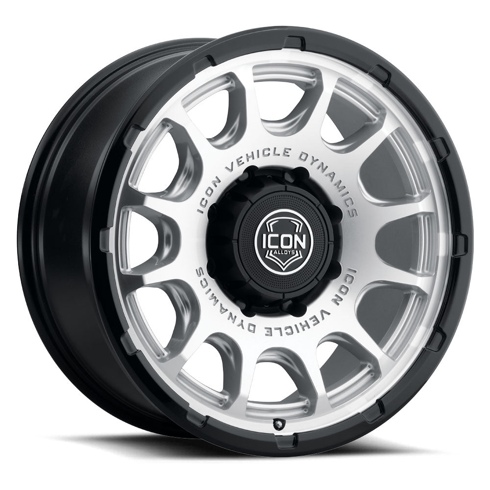 ICON Alloys Rancho Silver Machined w/ Gloss Black Lip 20x9 8x170 6mm Offset 5.25" BS