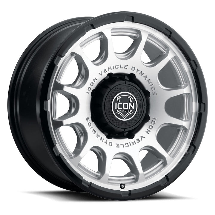 ICON Alloys Rancho Silver Machined w/ Gloss Black Lip 20x9 8x180 12mm Offset 5.5" BS