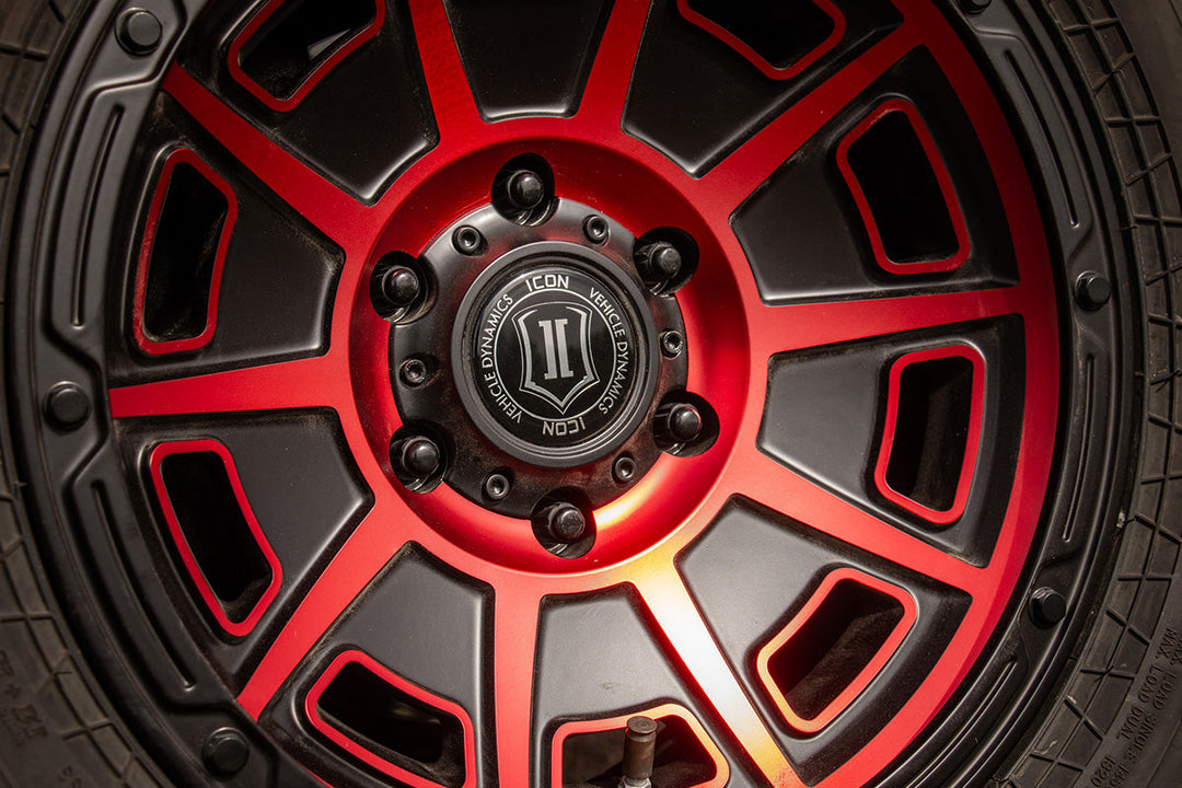 ICON Alloys Victory Satin Black w/Red 17x8.5 5x4.5 0mm Offset 4.75" BS (3017856547SBRT)