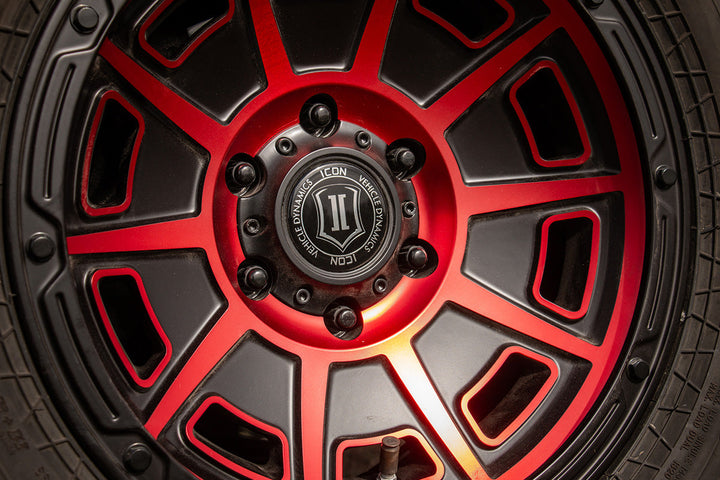 ICON Alloys Victory Satin Black w/Red 17x8.5 5x4.5 0mm Offset 4.75" BS (3017856547SBRT)