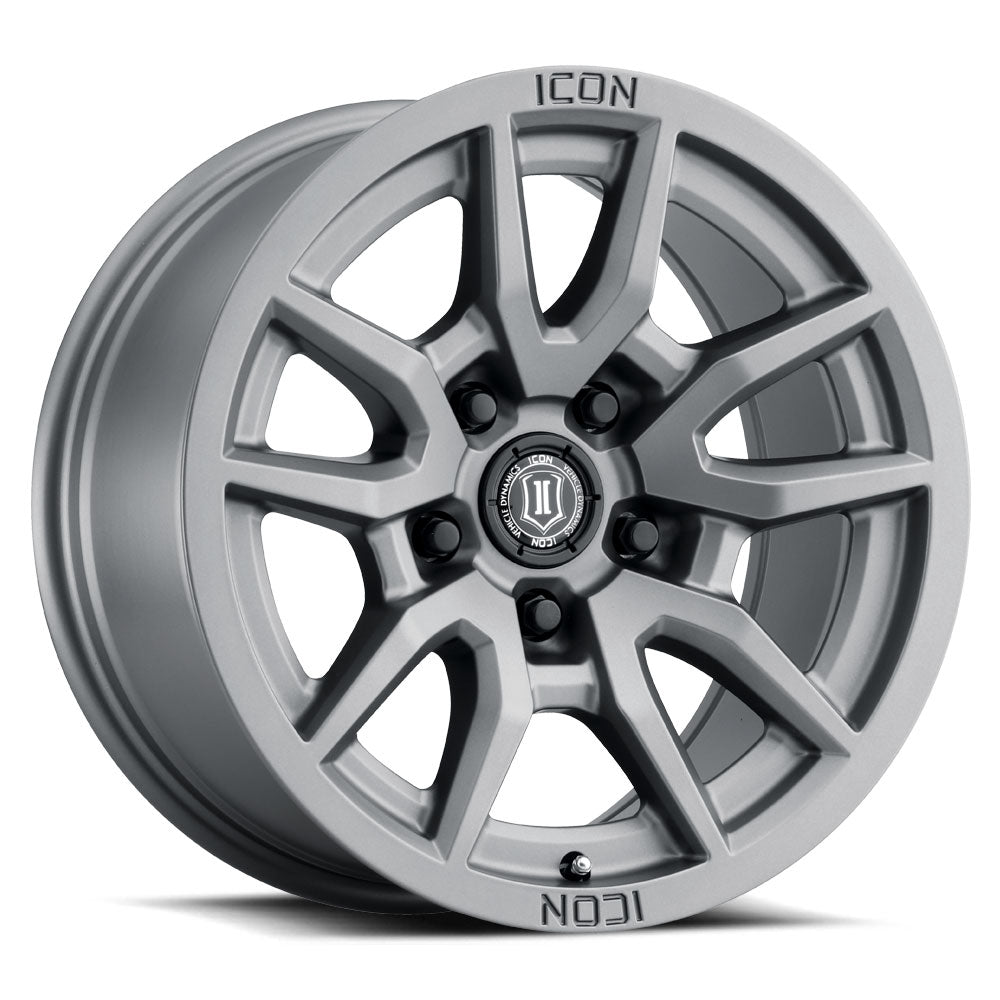 ICON Alloys Vector 5 Titanium 17x8.5 5x5 -6mm Offset 4.5" BS (2617857345TT)