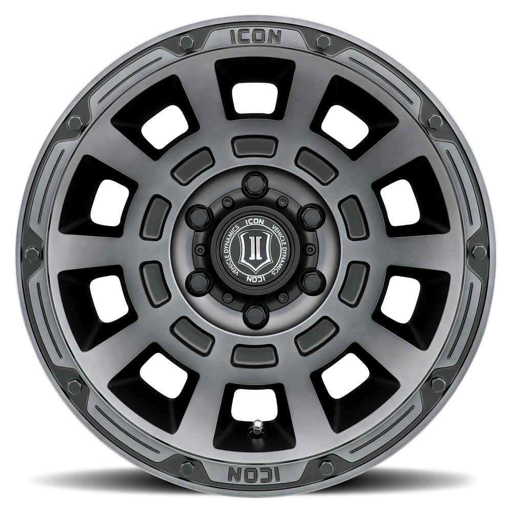 ICON Alloys Thrust Smoked Satin Black 17x8.5 /5x150 25mm Offset 5.75" BS (2817855557SSBT)