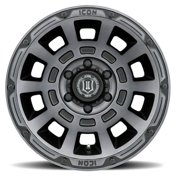 ICON Alloys Thrust Smoked Satin Black 17x8.5 /5x150 25mm Offset 5.75" BS (2817855557SSBT)