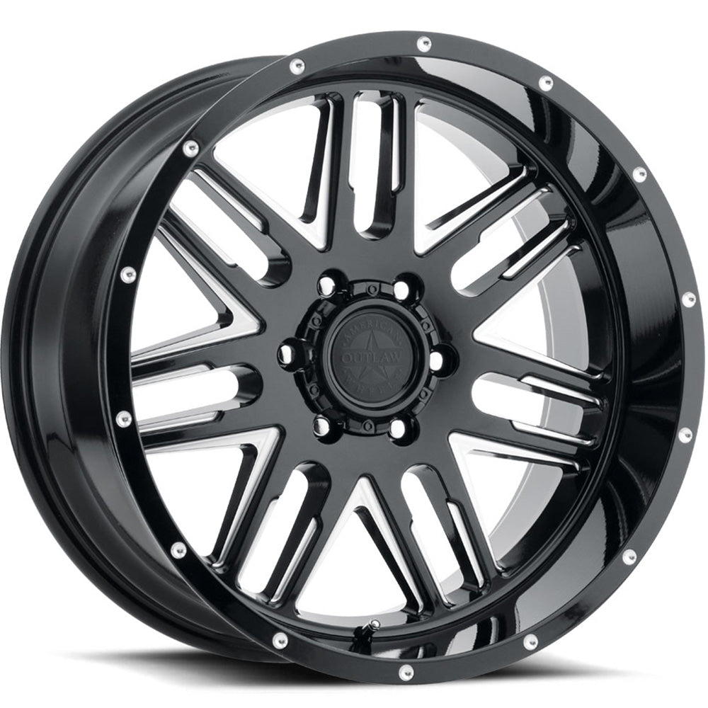 American Outlaw 12 Gauge | 17x8.5 | 6 On 139.7 | Offset 0 | Gloss Black with Milled Inner Spokes | SKU 129-7883GB