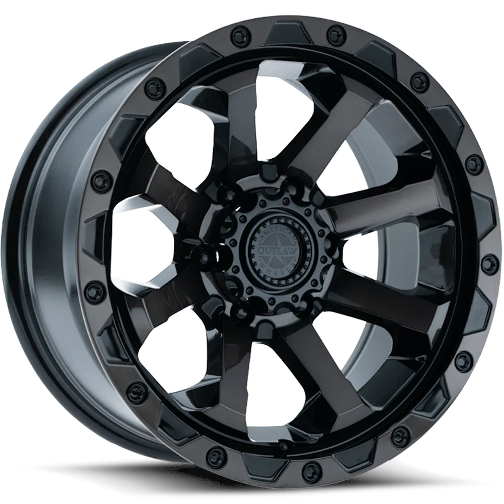 American Outlaw Capone | 20x9 | 6 On 135 | Offset -10 | Gloss Black with Machined Spokes and Dark Tint | SKU 133-2936BT