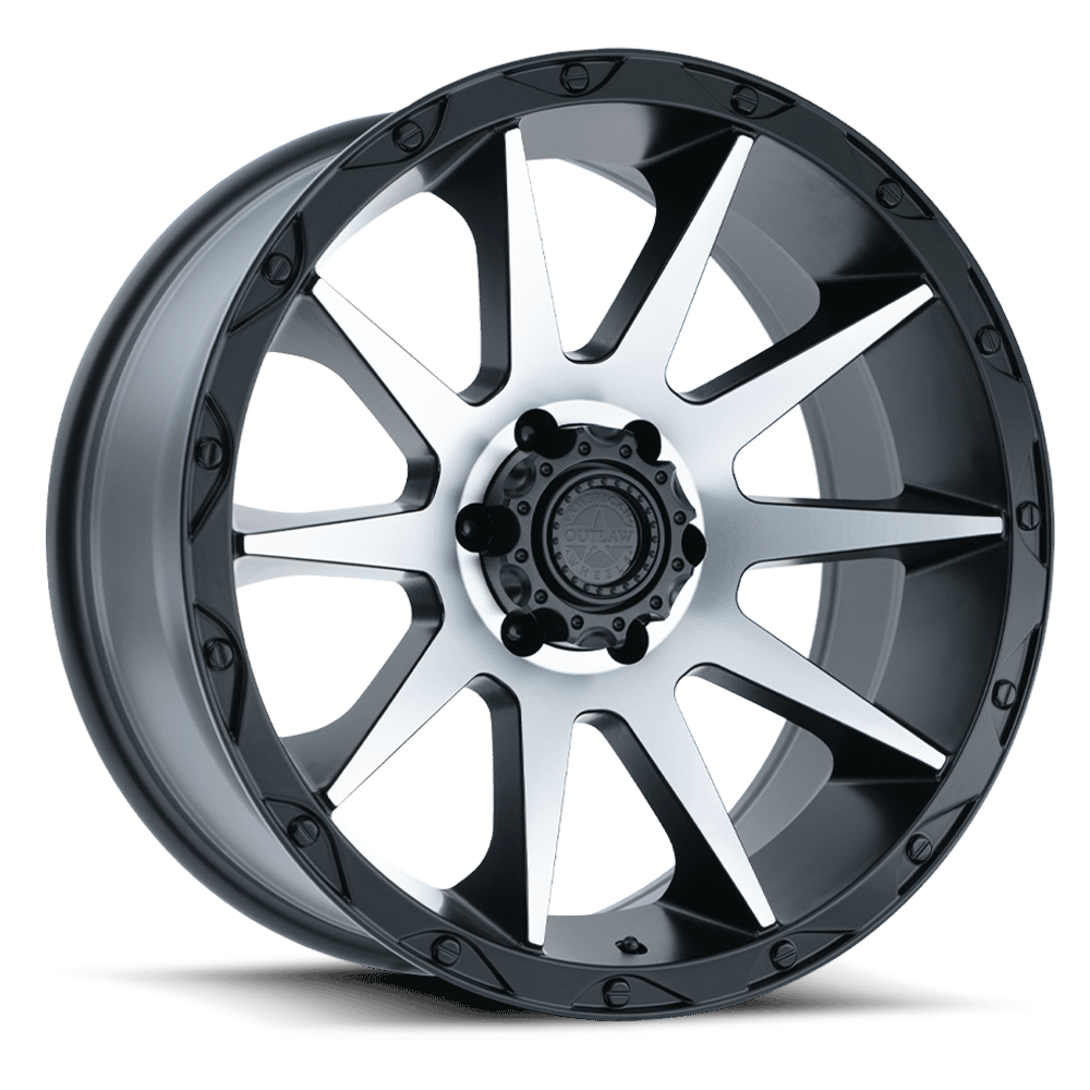 American Outlaw Cord | 17x8.5 | 5 On 127 | Offset 0 | Satin Black with Machined Spokes | SKU AO134-7873MB