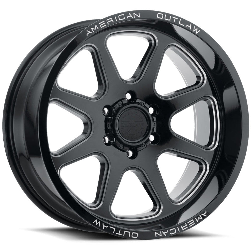 American Outlaw Derringer | 17x8.5 | 5 On 127 | Offset 0 | Gloss Black with Milled Spokes | SKU 128-7873GB
