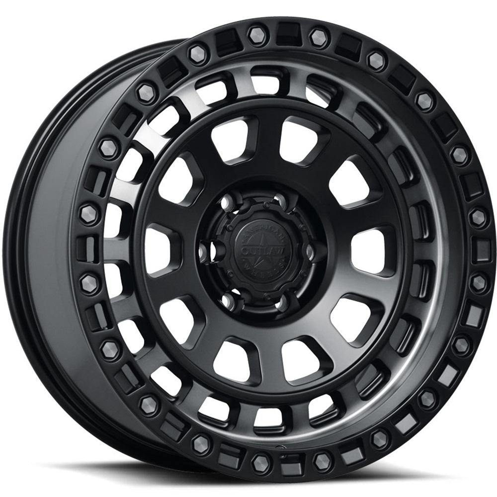 American Outlaw Maverick | 17x8.5 | 6 On 139.7 | Offset -10 | Satin Black with Simulated Beadlock | SKU 132-7883B