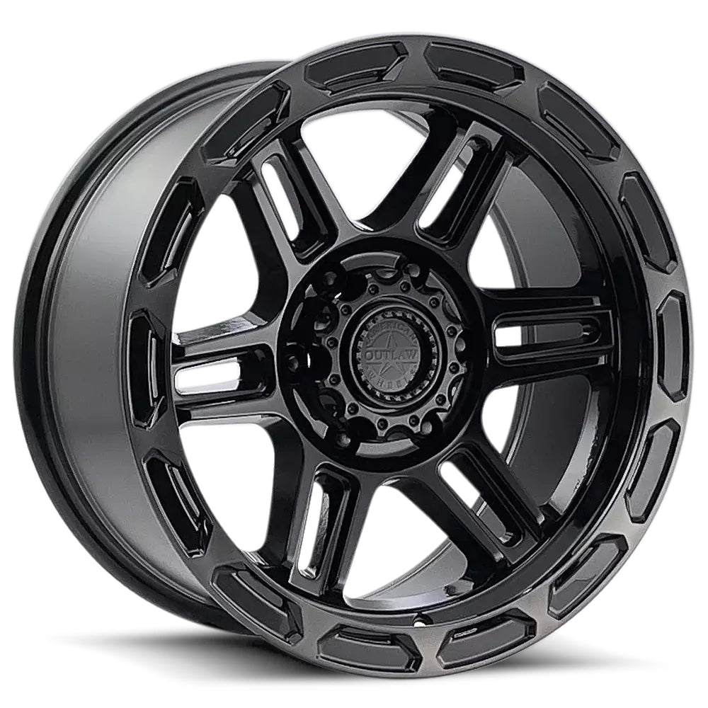 American Outlaw Piston | 20x9 | 5 On 127 | Offset -10 | Gloss Black with Machined Outer Ring and Dark Tint | SKU AO138-2973BT
