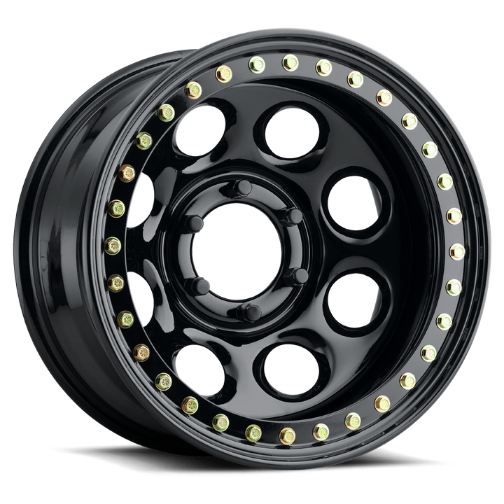 Raceline Rock 8 RT81 16x8 5 on 139.7 -19 Offset Gloss Black Beadlock