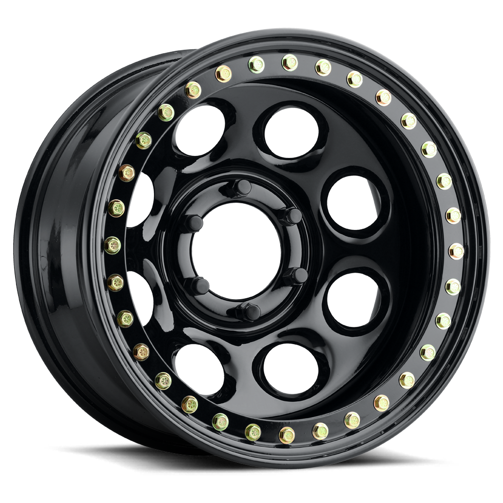 Raceline Rock 8 RT81 17x8 5 on 127 -25 Offset Gloss Black Beadlock