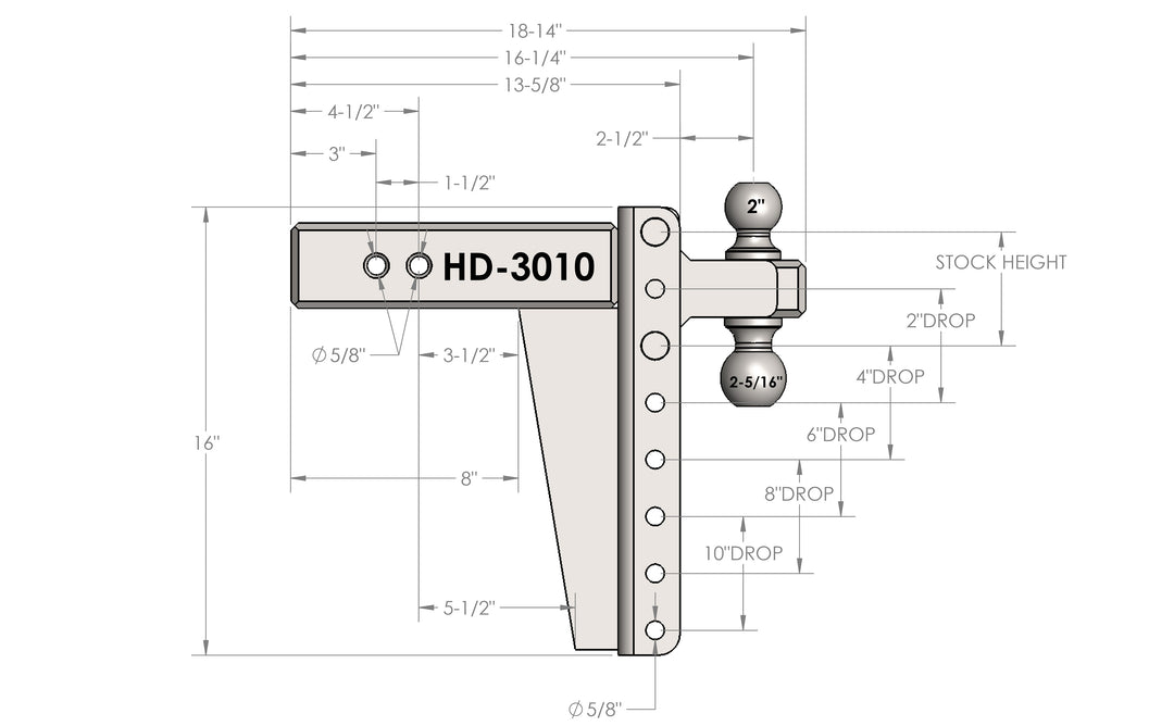 BulletProof 3.0" Heavy Duty 10" Drop/Rise Hitch (HD3010)